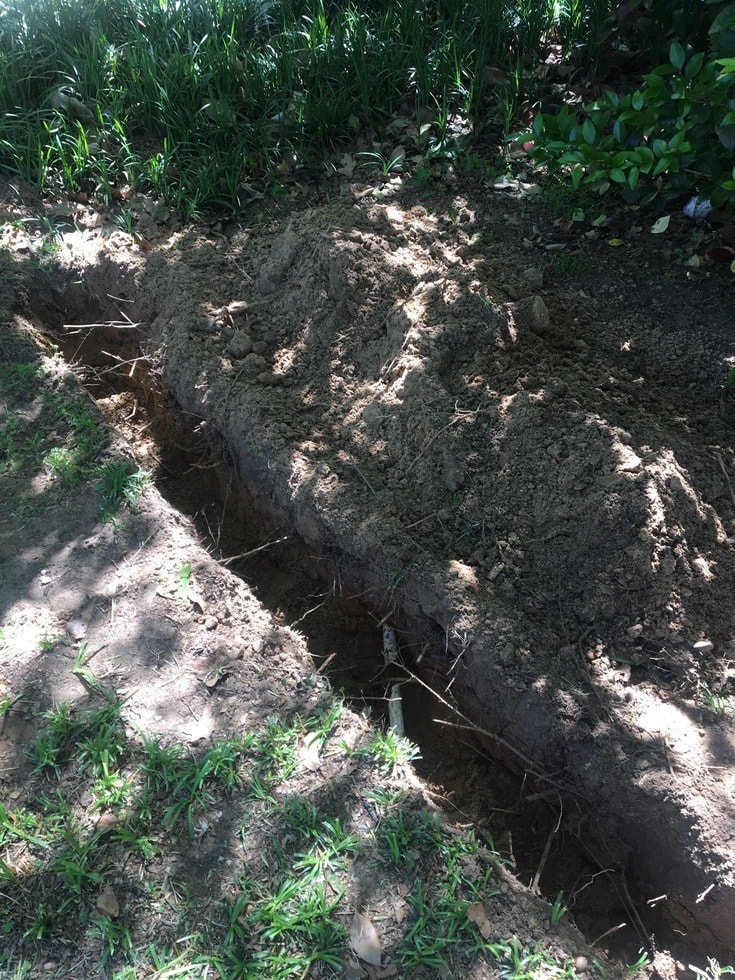 Trench for french drain