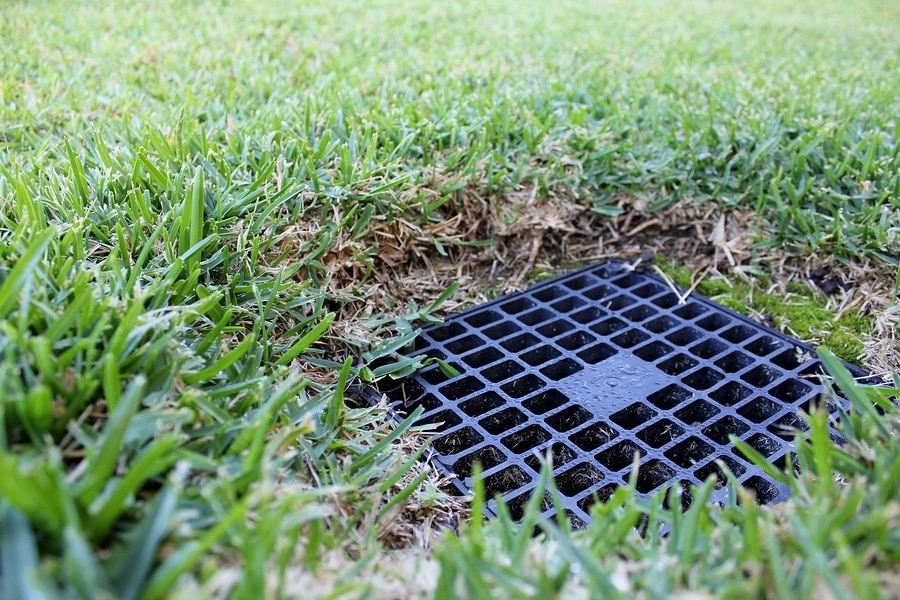 regrading your yard - surface drain in lawn