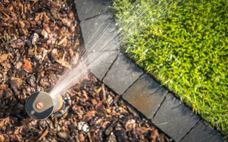 sprinkler system in a lawn