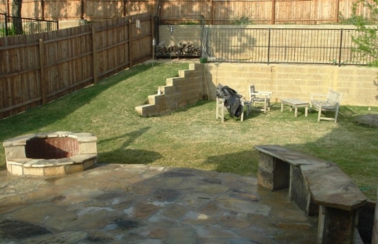 drainage - tiered retaining wall in backyard